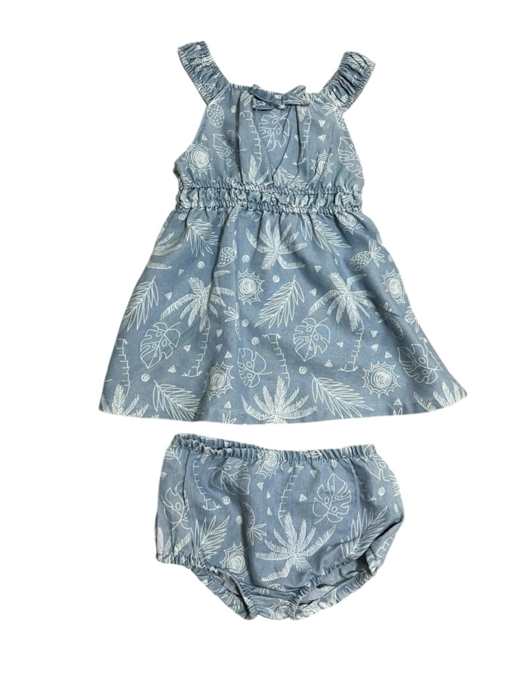 Vince camuto Blue Tropical Print Baby Dress with Bloomers 18 months